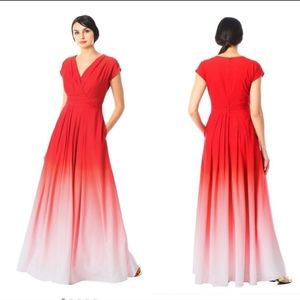 Zapelle Ombre Print Crepe Surplice Maxi Dress POCKETS 4X 28W